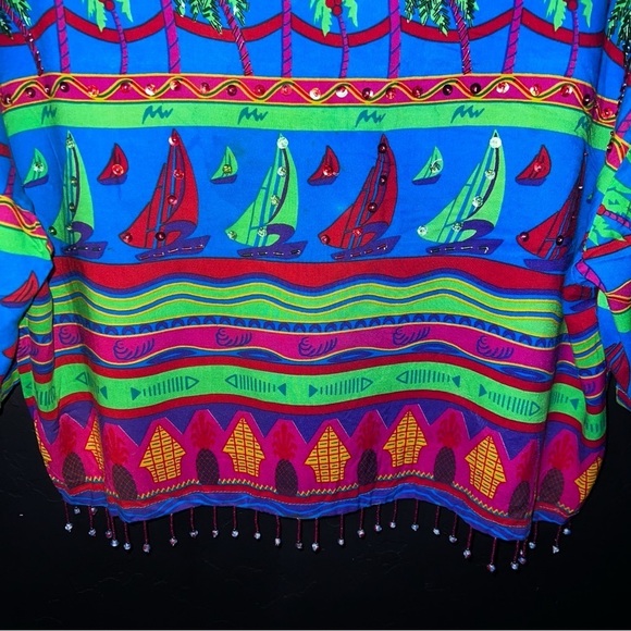 SPA by Chicos women L Cropped Top
Colorful Art to Wear sequin palm trees fringe - Picture 5 of 10